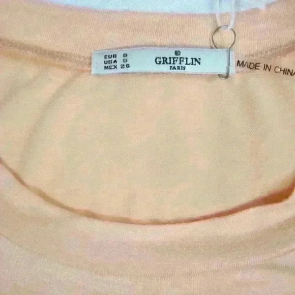 #PEACE# Small Cold Shoulder T-Shirt Short Sleeves Peach Pink Tee NEW WITH TAGS - Picture 5 of 8